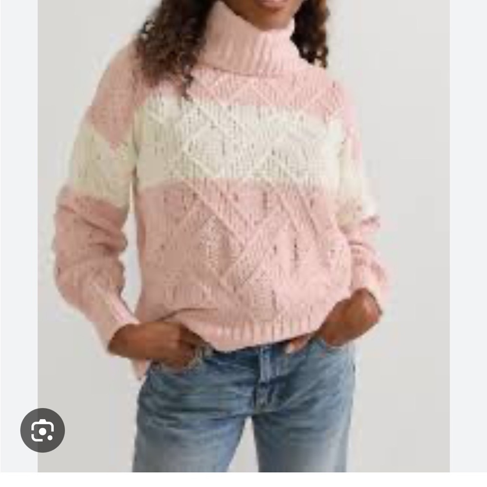 Francesca's Collections Blush and Cream Turtleneck Sweater